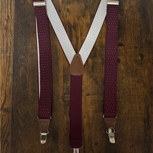 Burgundy and White Suspenders